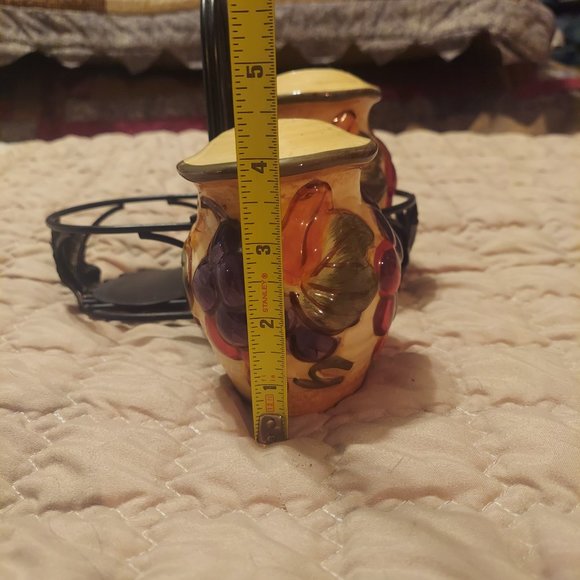 International Tuscany Pamela Gladding Salt and Pepper Shakers with metal Stand - Picture 11 of 12